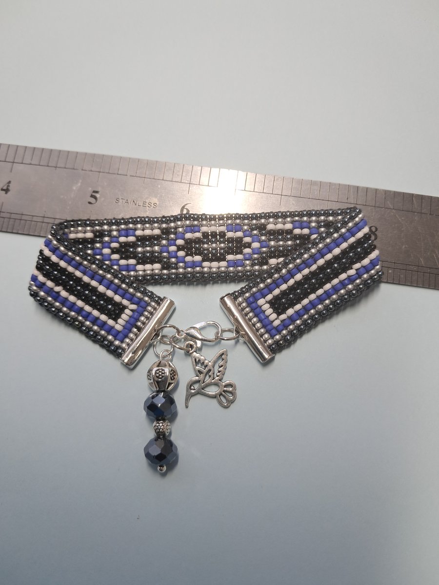 Seed bead loom handmade Charm bracelet 