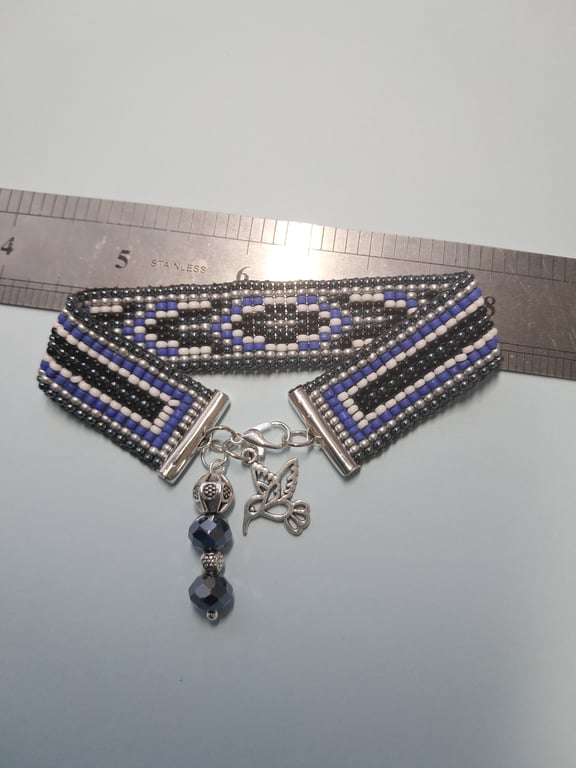 Seed bead loom handmade Charm bracelet 