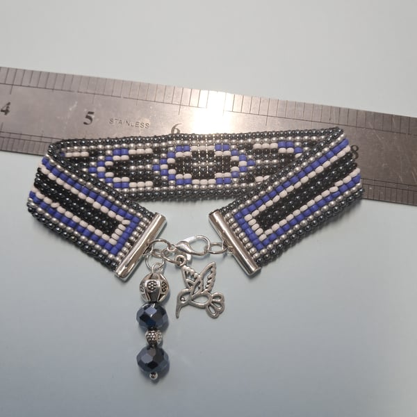 Seed bead loom handmade Charm bracelet 