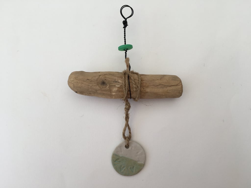 Handmade Driftwood, Loveheart hanger, pottery, gift idea, birthday, home decor