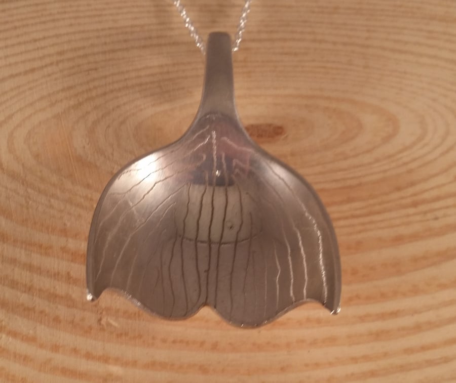 Silver Plated Upcycled Large Mermaid Spoon Necklace SPN111603