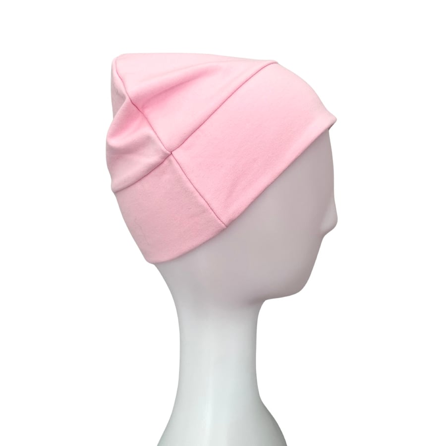 Pink Winter Beanie Cap, Warm Chemo Beanie Hat for Women, Knit Jersey Hat 