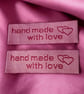 Woven “Hand Made With Love” craft labels Pink