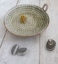 CANDLE DISH hand-built stoneware pottery in pale sea green