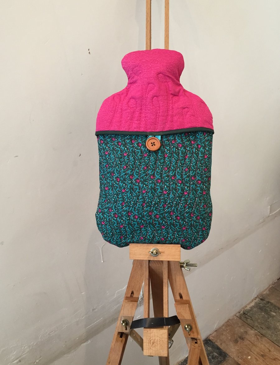 Cover - Hot Water Bottle, 2L, LIBERTY - Holiday Berries, 100% Cotton, Quilted