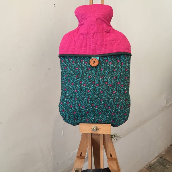 Cover - Hot Water Bottle, 2L, LIBERTY - Holiday Berries, 100% Cotton, Quilted