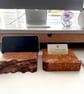 Wood Business Card Holder and Phone Holder in Solid Elm Burl - Image 2