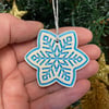 Ceramic snowflake tag (turquoise)