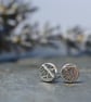 Fine silver leaf textured dot earrings - Image 1