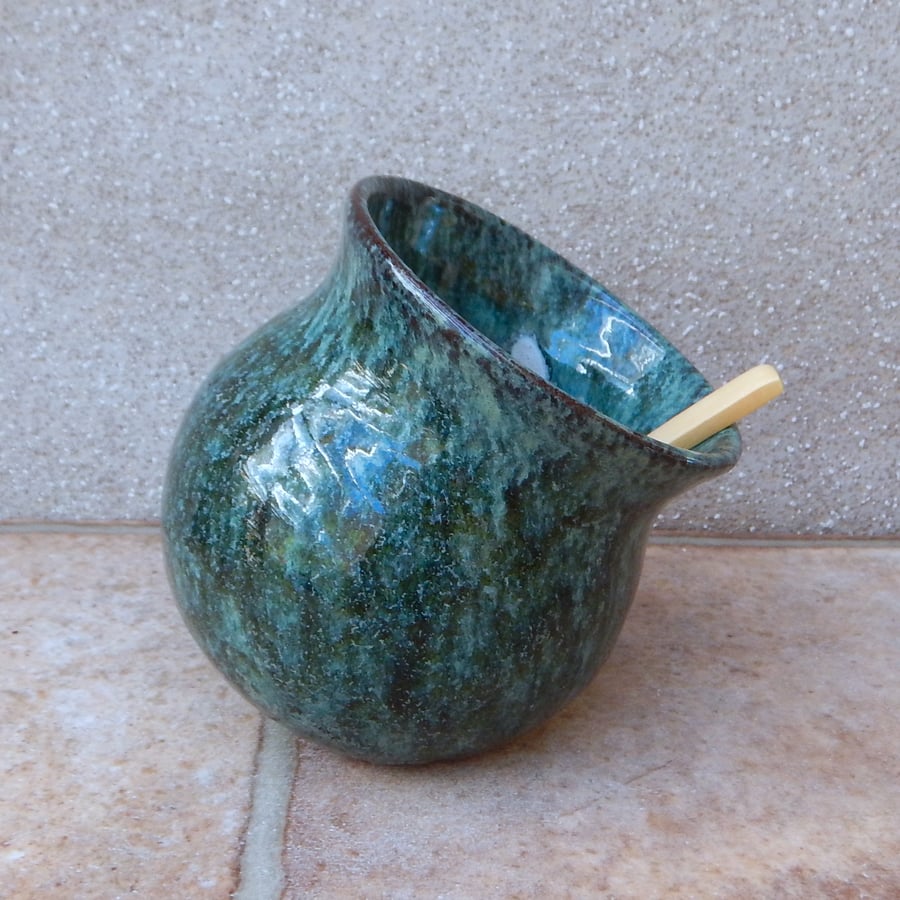 Salt pig or cellar hand thrown terracotta pottery handmade ceramic wheelthrown