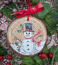 Summer Seconds Snowman hand-painted log slice Christmas decoration 