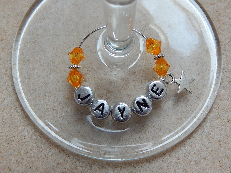 Personalised Wine Glass Charm