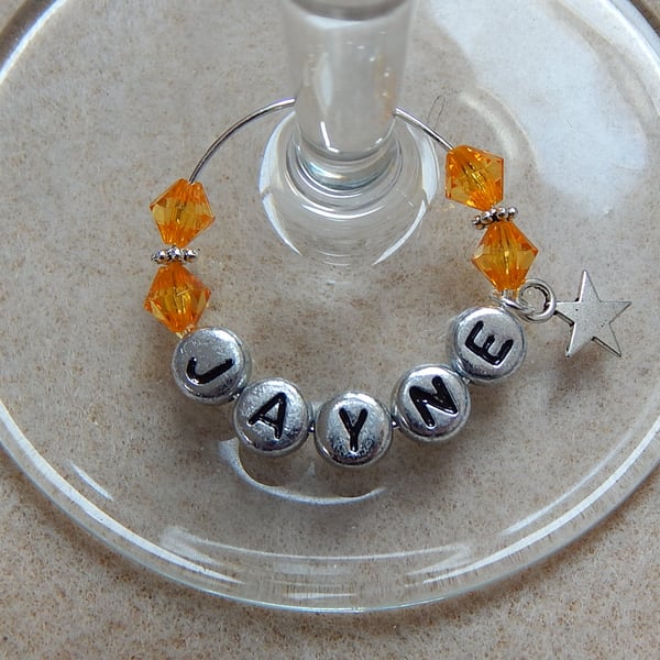 Personalised Wine Glass Charm