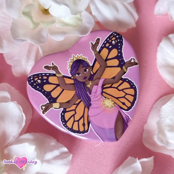 Sun Goddess Heart Button Badge - Button Badges - Accessories