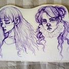 Duo Portrait Original Ink Sketch