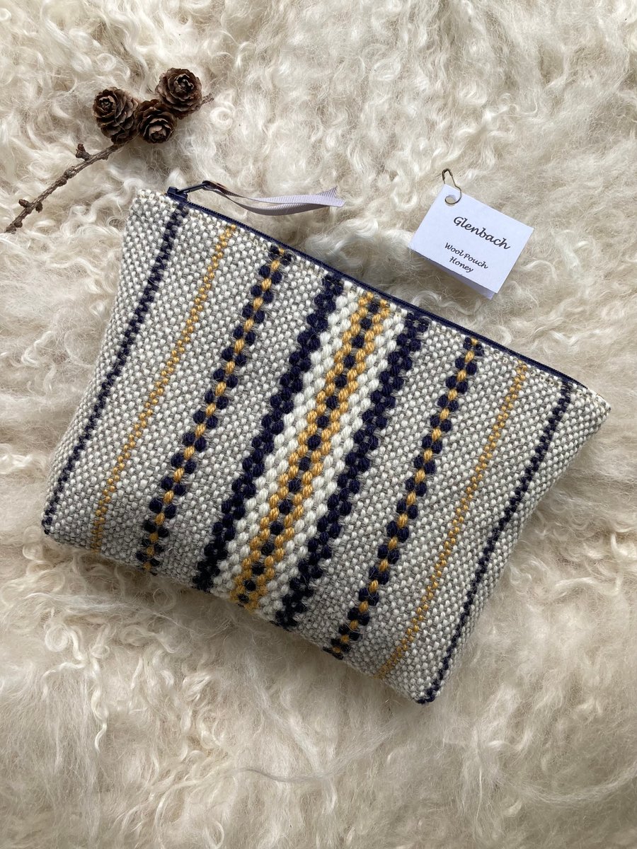 Wool Pouch - Honey. Handwoven in Wales