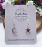 Sterling Silver Hammered Crescent Moon and Star Mismatched Earrings - Image 6