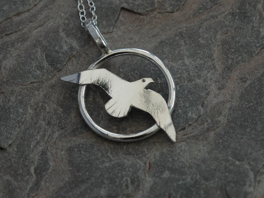'Flying High' Sterling Silver Pendant Necklace with Bird in Flight,  P139