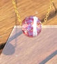 Handmade Pink Glass ball pendant on gold played chain. handmade - Image 3