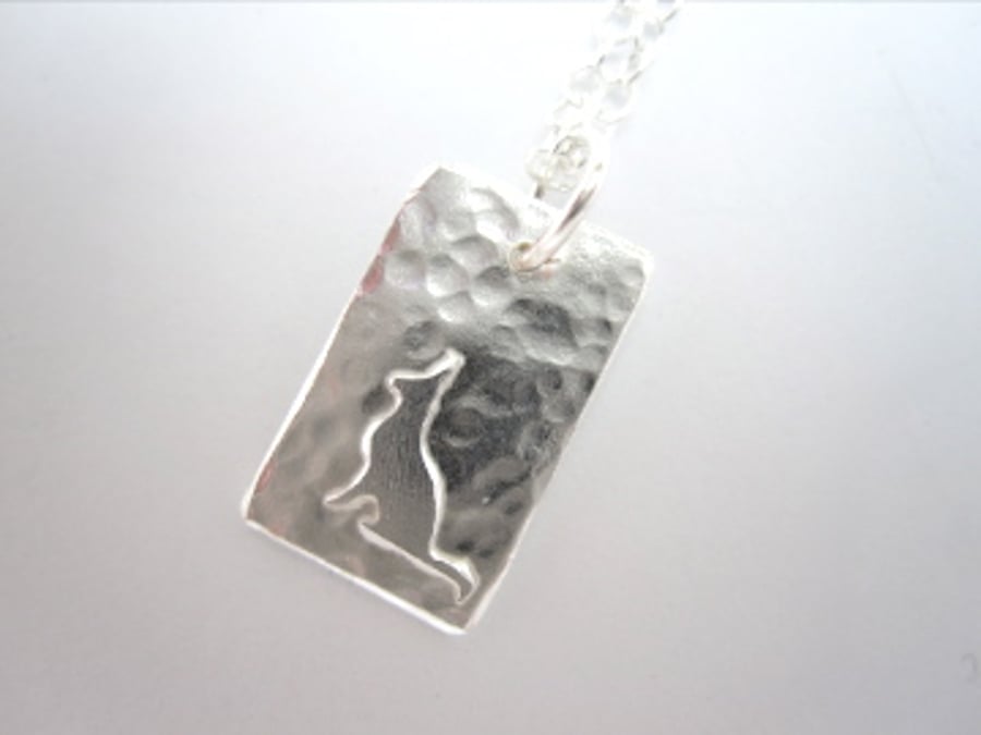 Teeny Tiny Little Cat Silver Necklace Pendant - hand sawn by artist maker
