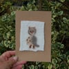 Owl Handmade Blank Greeting card,  Needlefelt wool card, Birthday card