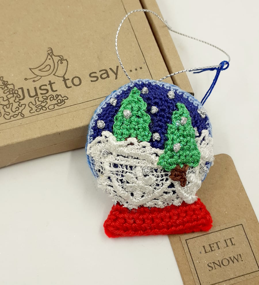 Crochet Snow Globe Tree Decoration 