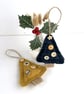 Mini Christmas Tree Hanging Christmas Decoration Duo, Golden Yellow & Navy Blue - Image 2