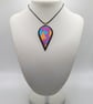 Handmade Polymer Clay Teardrop Necklace, Bold Colourful Artisan Jewellery (60 mm - Image 1