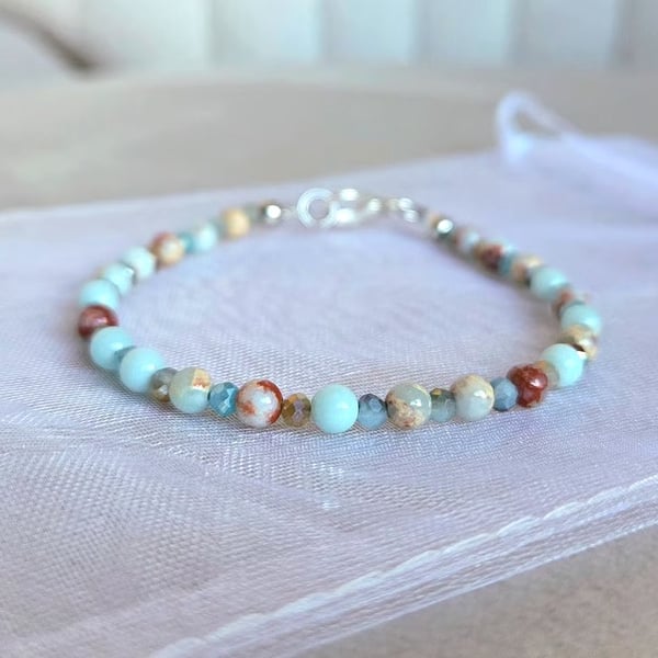 Blue Natural Stone Beaded Bracelet 