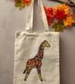 Hand Painted Canvas Tote Bag - Tall Order Mosaic Giraffe