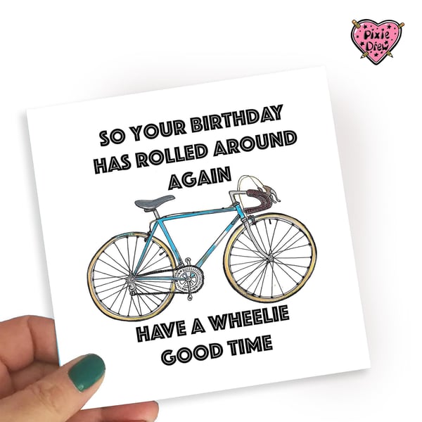 Racing bike birthday card