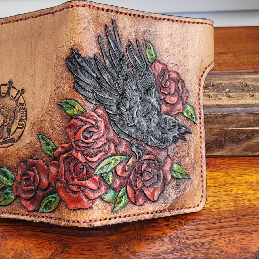 Hand tooled leather wallet 