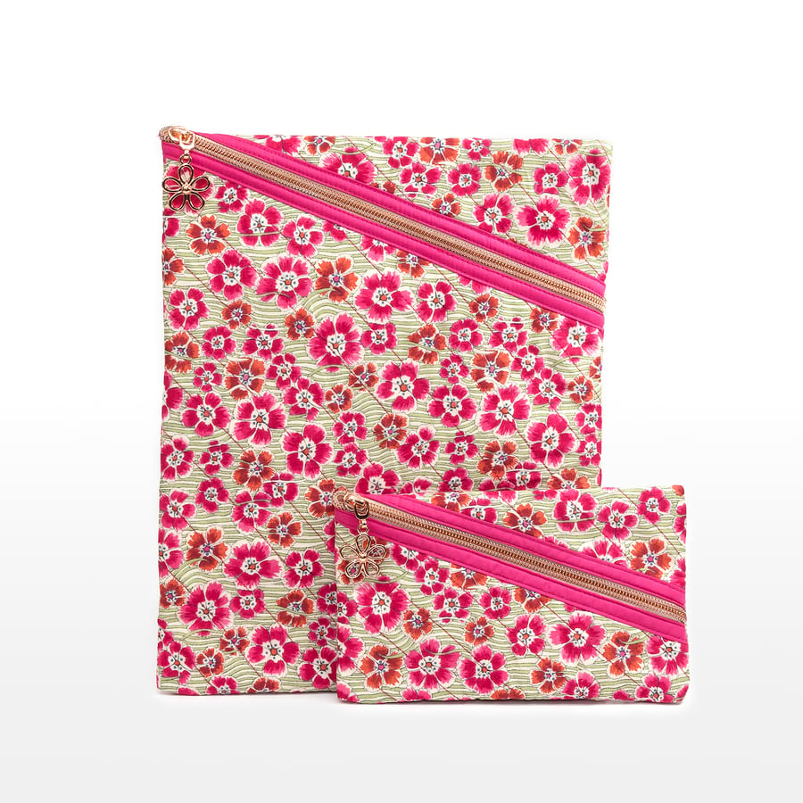 Pink Liberty Print iPad and iPhone Case Sleeve Set.