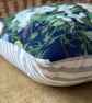 Vintage Belinda linen dark blue square cushion cover with striped back - Image 7