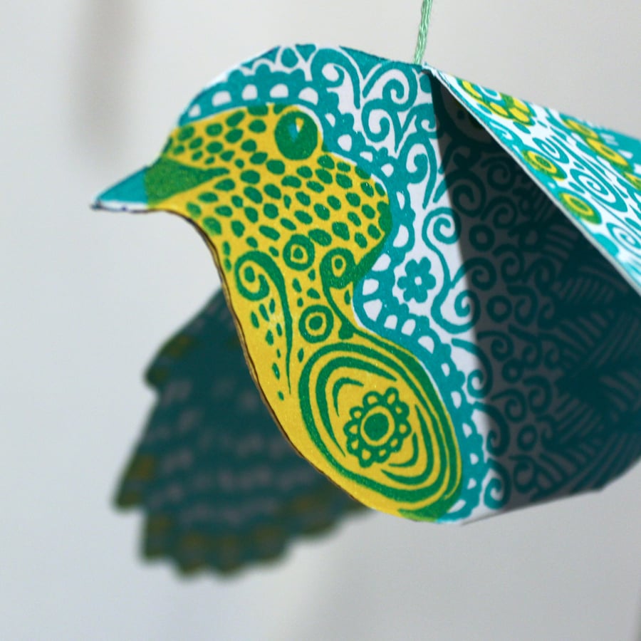 Hanging paper bird decoration