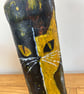 Hand Painted Cat Bottle Vase Black & Gold Cat Art Decor Upcycled Cat Lover Gift - Image 2