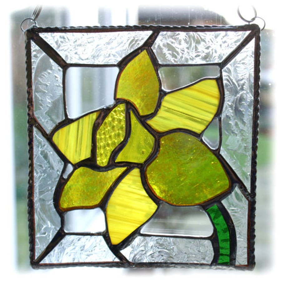 Daffodil Stained Glass Framed Suncatcher Spring Flower