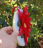 Poinsettia, wool art picture, wool fabric, needle felted  - Image 2