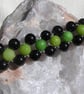 Black Onyx & Green Peridot Gemstone Woven Beaded Bracelet "Phillina" - Image 4