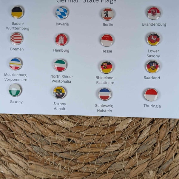 'Germany States' Flag Map Pins Set - 16 flag Map pins For Wood Map