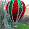 Stained Glass Hot Air Balloon Suncatcher - Red and Green