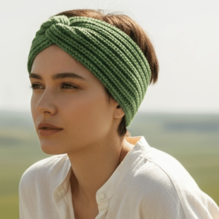 Apple Green Wool Brioche headband 