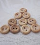 10 Small, Half Inch Concave Wooden Buttons - Image 1