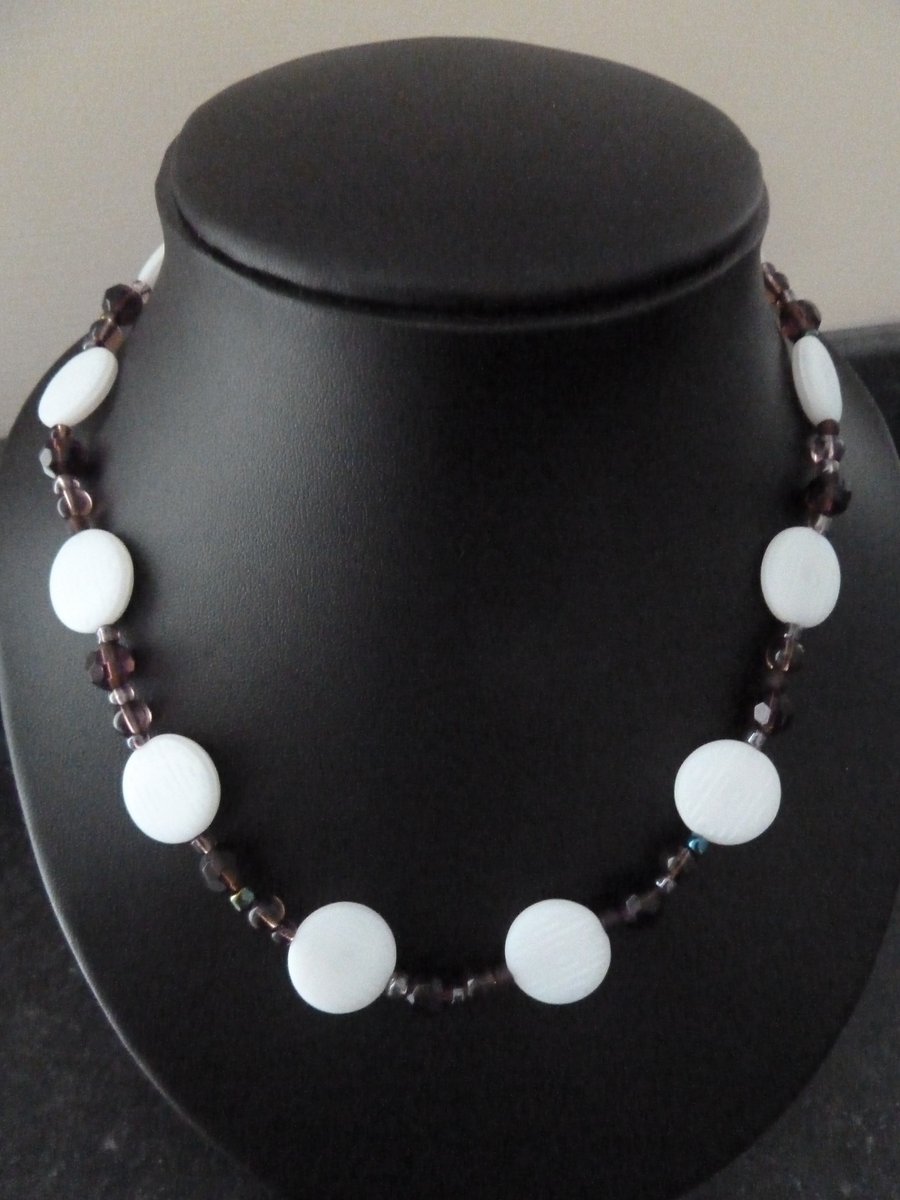 SALE white and purple necklace