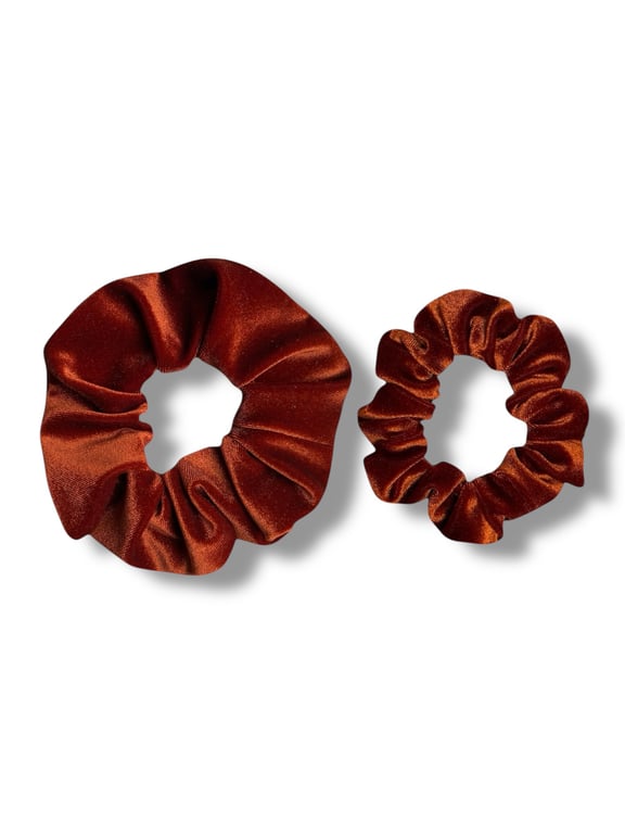 Set of 2 - Burnt Orange Velvet Scrunchies - Regular & Large