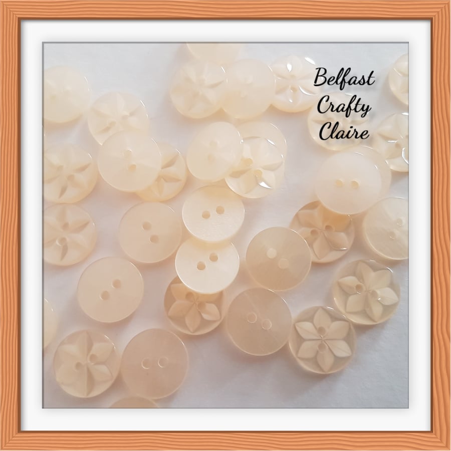 Star Style - Resin Buttons - CREAM - 3 Sizes Available