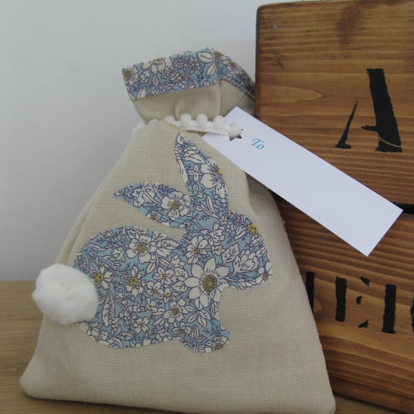 Linen Easter bunny gift bag.