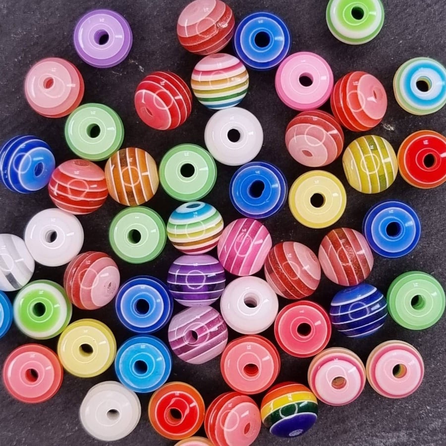50 Mixed bright rainbow glass Beads