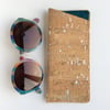 Cork fabric glasses case, natural cork with silver flecks 