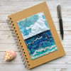 A5 embroidered seascape hardback lined notebook or journal. 